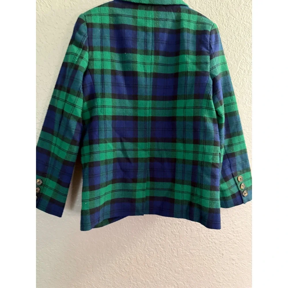 Gumboree Plaid Twill Blazer Jacket Boys 5T Blue Green School Festive Preppy Play